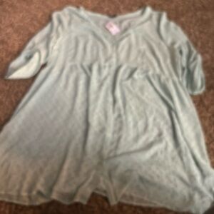 V neck mint polka dot sheer dress